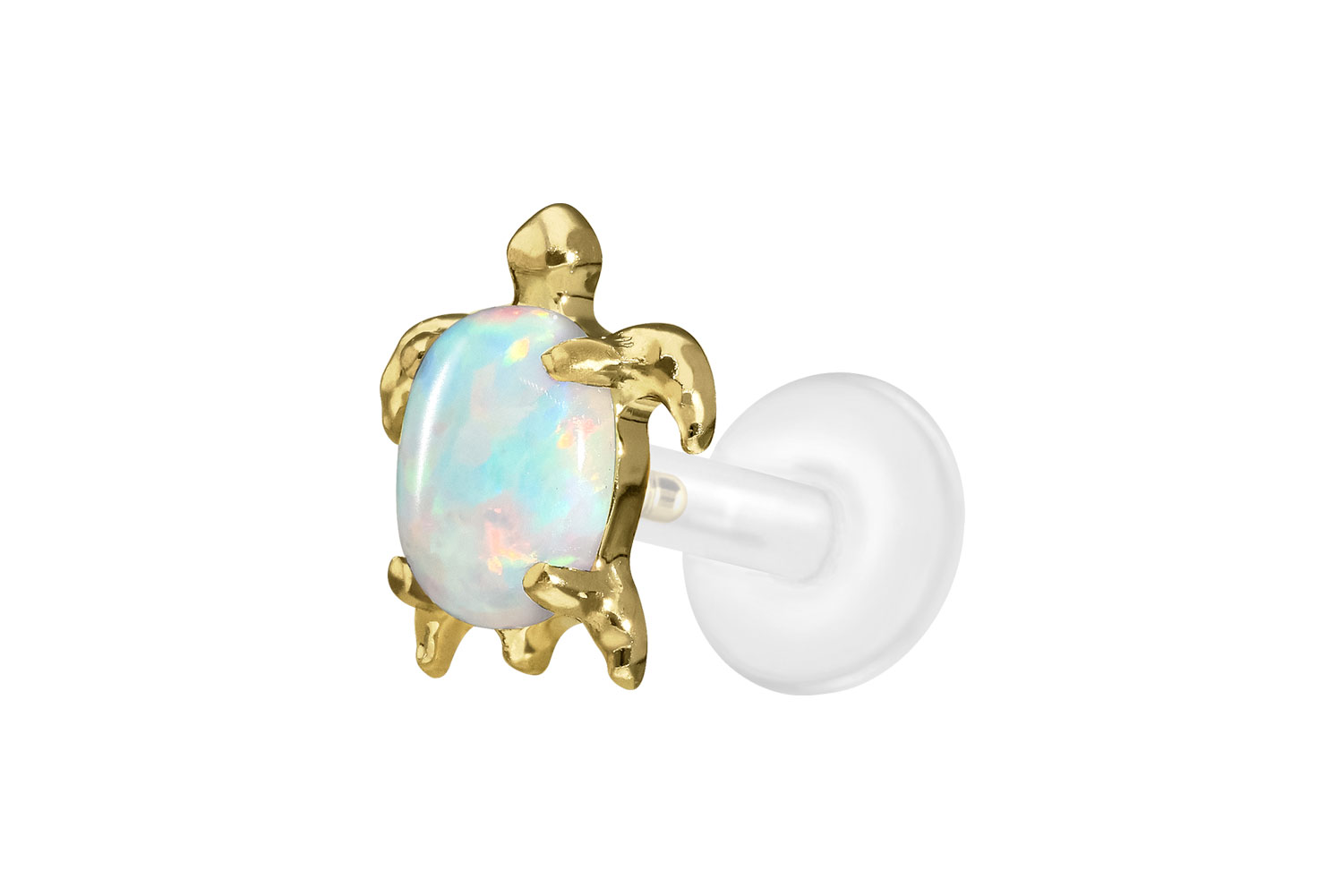 PTFE Labret Piercing mit Innengewinde + Titan-Aufsatz SCHILDKRÖTE